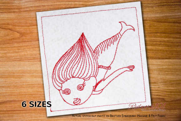 Cute Funny Mermaid Redwork Review