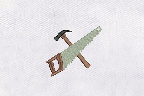 Hammer Saw Tools Embroidery