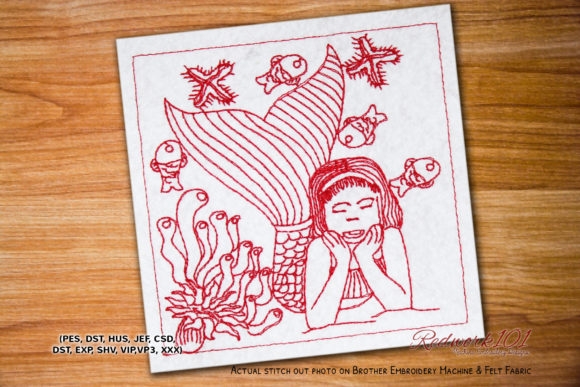 Mermaid and Sea Animals Lineart Review for Seasonal Embroidery